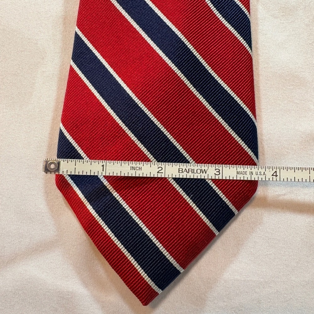 Chaps Striped Necktie Mens One‎ Size Red Navy Blue Silk Classic Rep Stripe Tie - Picture 6 of 6